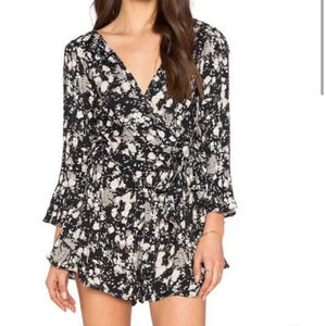 Free People Bell Sleeves Boho Style Floral Romper Small